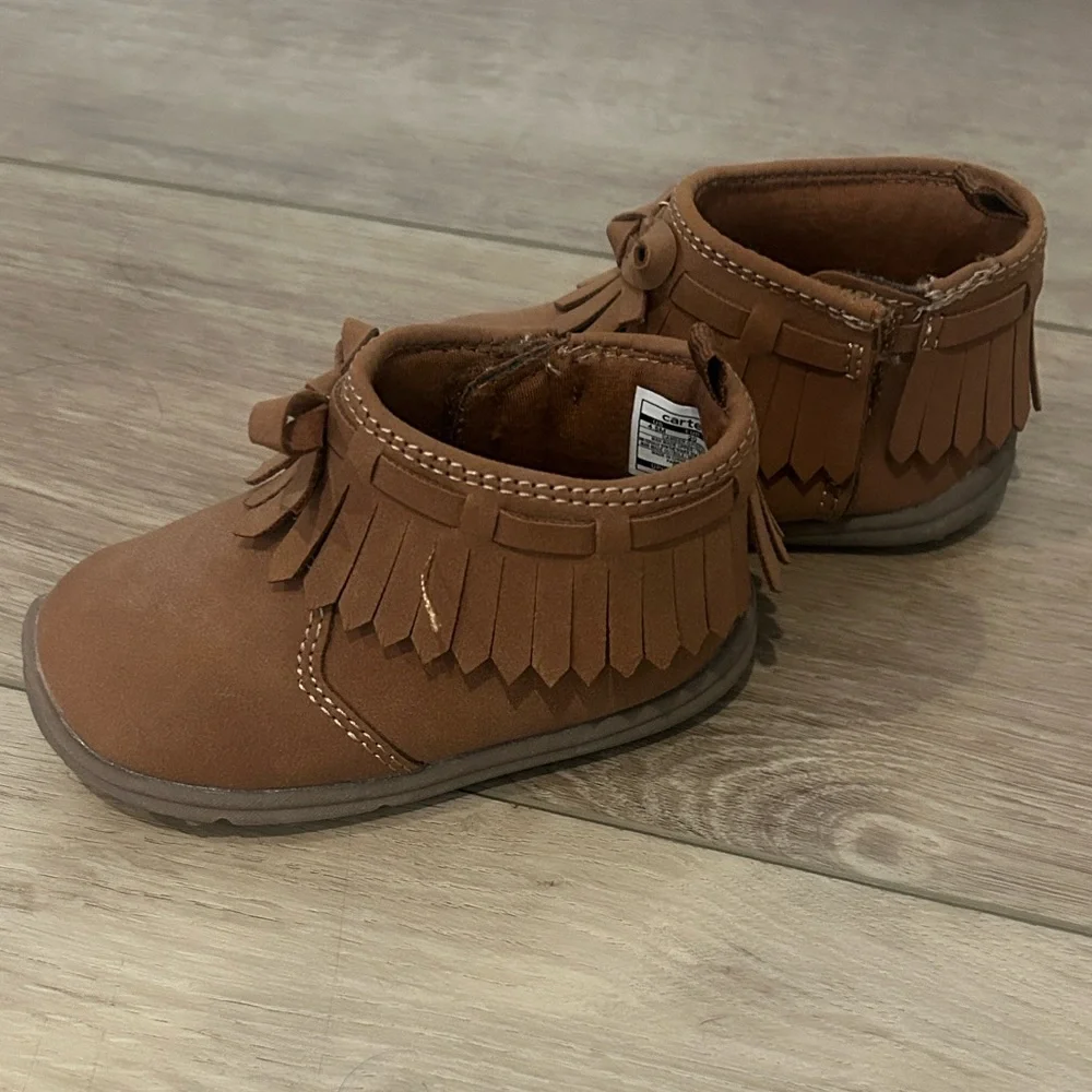 Carter's Tan Moccasin Fringe Shoes Boots NWOT